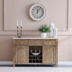 Karrisa Marble Top Buffet Table | 3 Drawers & 3 Doors-White/Natural Oak-With 2-Year Warranty