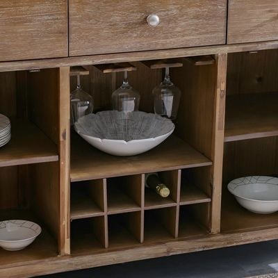 Karrisa Marble Top Buffet Table | 3 Drawers & 3 Doors-White/Natural Oak-With 2-Year Warranty - Image 4
