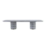 Fortville 1+10-Seater High Gloss Dining Set - Light Grey/Brushed Light Gold