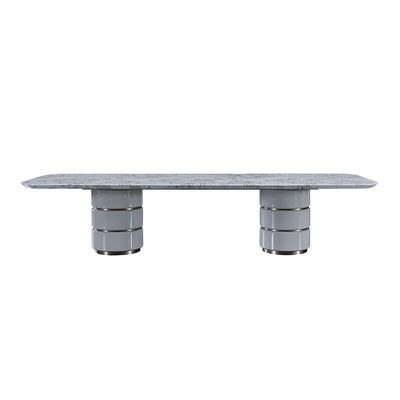 Fortville 1+10-Seater High Gloss Dining Set - Light Grey/Brushed Light Gold - Image 2
