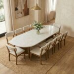 Camelle 1+10 Marble Top Dining Set - White / Brown