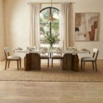 Camelle 1+10 Marble Top Dining Set - White / Brown