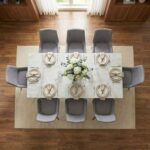 Everson 1+8-Seater Stone Top Dining Set - Matt Beige/Black - With 2-Year Warranty