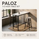 Paloz 1+2 High Table Set-White/Black