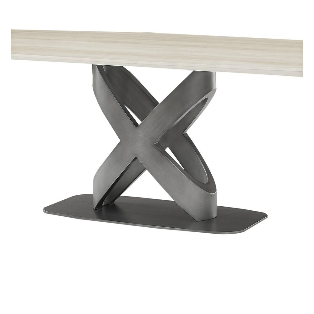 Richfield 1+8 Stone Top Dining Set - Beige/Silver Grey - Image 5