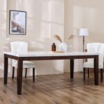 Brody 8-Seater Rectangular Marble Dining Table-White/Dark Walnut-With 2-Year Warranty
