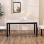 Brody 6-Seater Marble Dining Table-White/Dark Walnut-With 2-Year Warranty