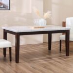 Brody 6-Seater Marble Dining Table-White/Dark Walnut-With 2-Year Warranty