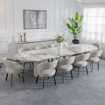 Hesdin 1+10-Seater High Gloss Dining Set - Light Grey/Beige - With 2-Year Warranty