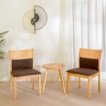 Carvela 1+2-Seater Tea Table Set - Natural/Dark Brown - With 2-Year Warranty