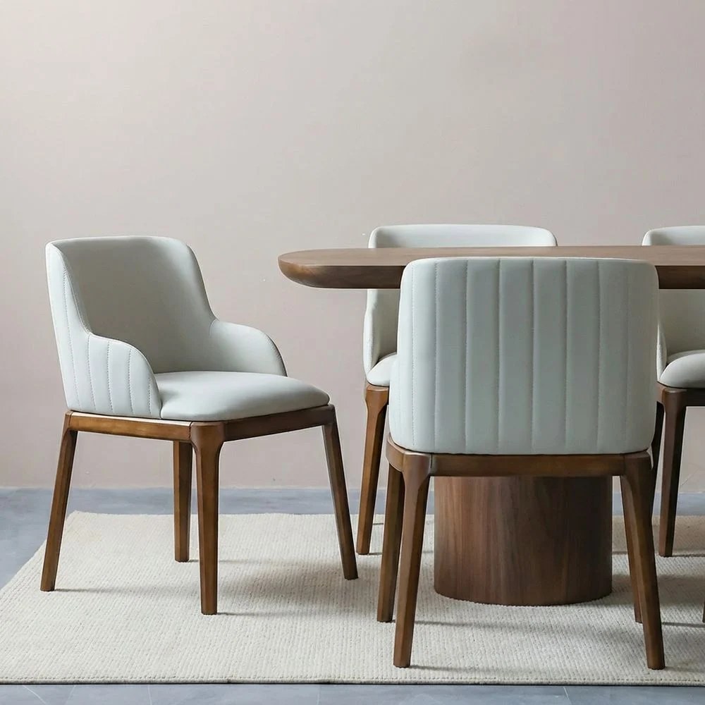 Rorvik 1 + 8 Dining Set-Walnut/Beige-With 2-Year Warranty - Image 2