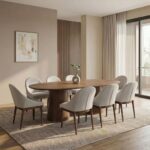 Annika 1 + 8 Dining Set - Walnut / Beige