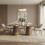 Annika 1 + 8 Dining Set - Walnut / Beige
