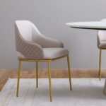 Margaret 1 + 6-Seater Dining Set with Margaret Dining Chair - Beige/Gold - With 2-Year Warranty