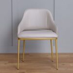 Margaret 1 + 6-Seater Dining Set with Margaret Dining Chair - Beige/Gold - With 2-Year Warranty