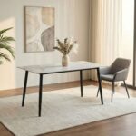 Elmont 6 seater Dining table Ceramic-White/Black