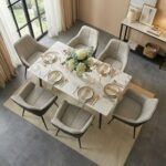 Elmont 6 seater Dining table Ceramic-White/Black