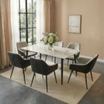 Elmont 6 seater Dining table Ceramic-White/Black