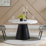 Hampton 4-Seater Round Dining Table - White/Matt Black - With 2-Year Warranty
