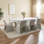 Akira 1+8-Seater Stone Top Dining Set - White/Grey - With 2-Year Warranty