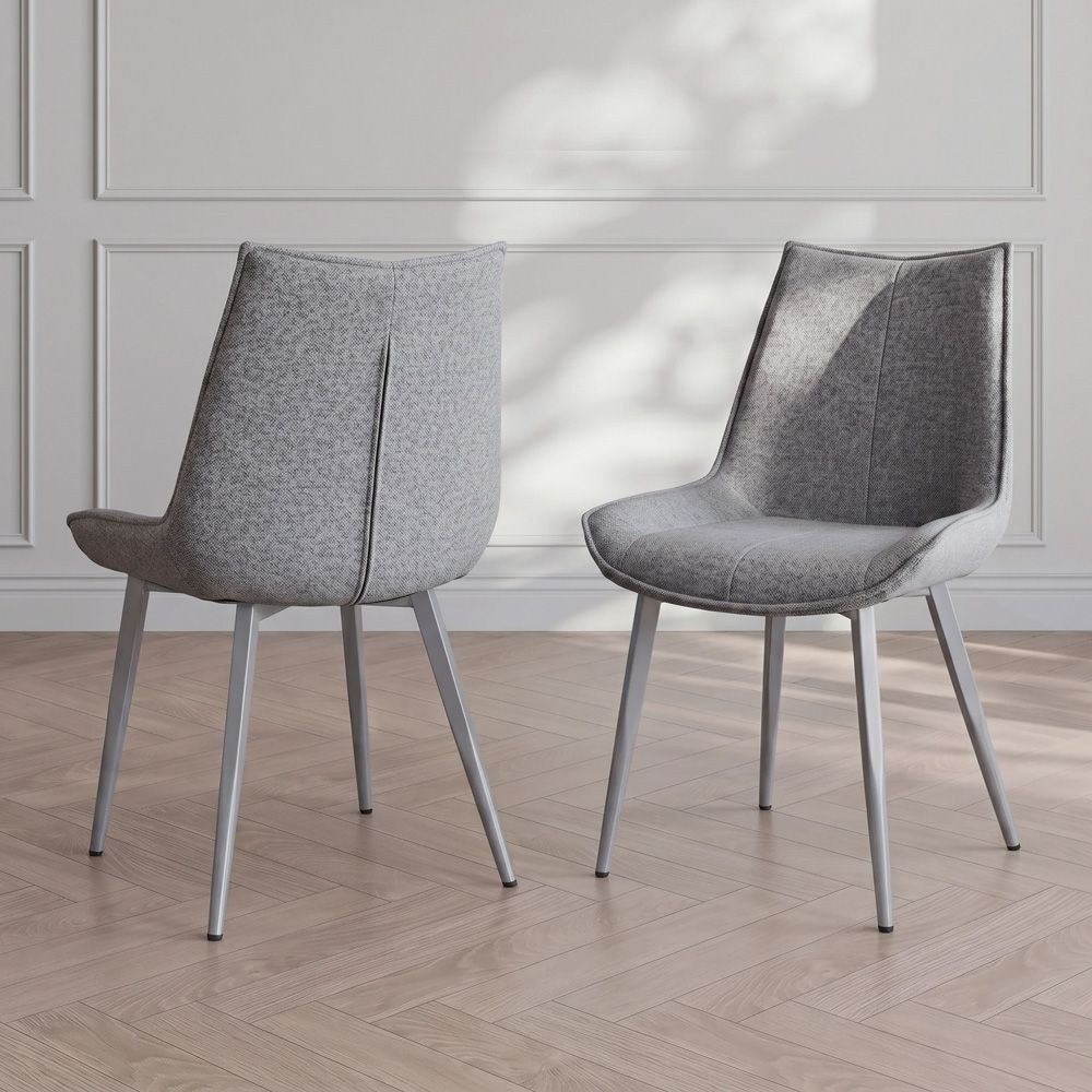 Wellington 6-Seater Modular Dining Set Sintered Stone with Straight Legs-Black Pattern/Silver - Image 2