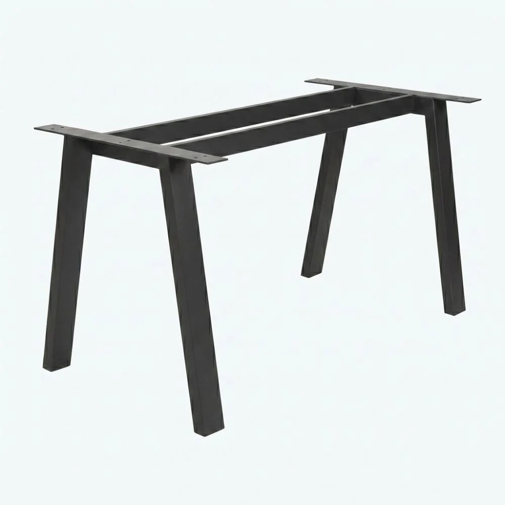 Wellington 6-Seater Modular Dining Table Top With Wide Legs Set Of 2- Black/Walnut - Image 3
