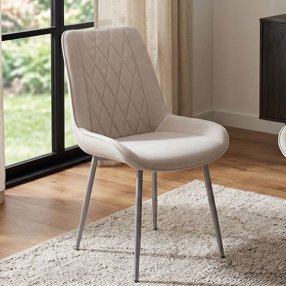 Wellington 6-Seater Modular Dining Set With Wide Legs-Silver/Walnut - Image 4