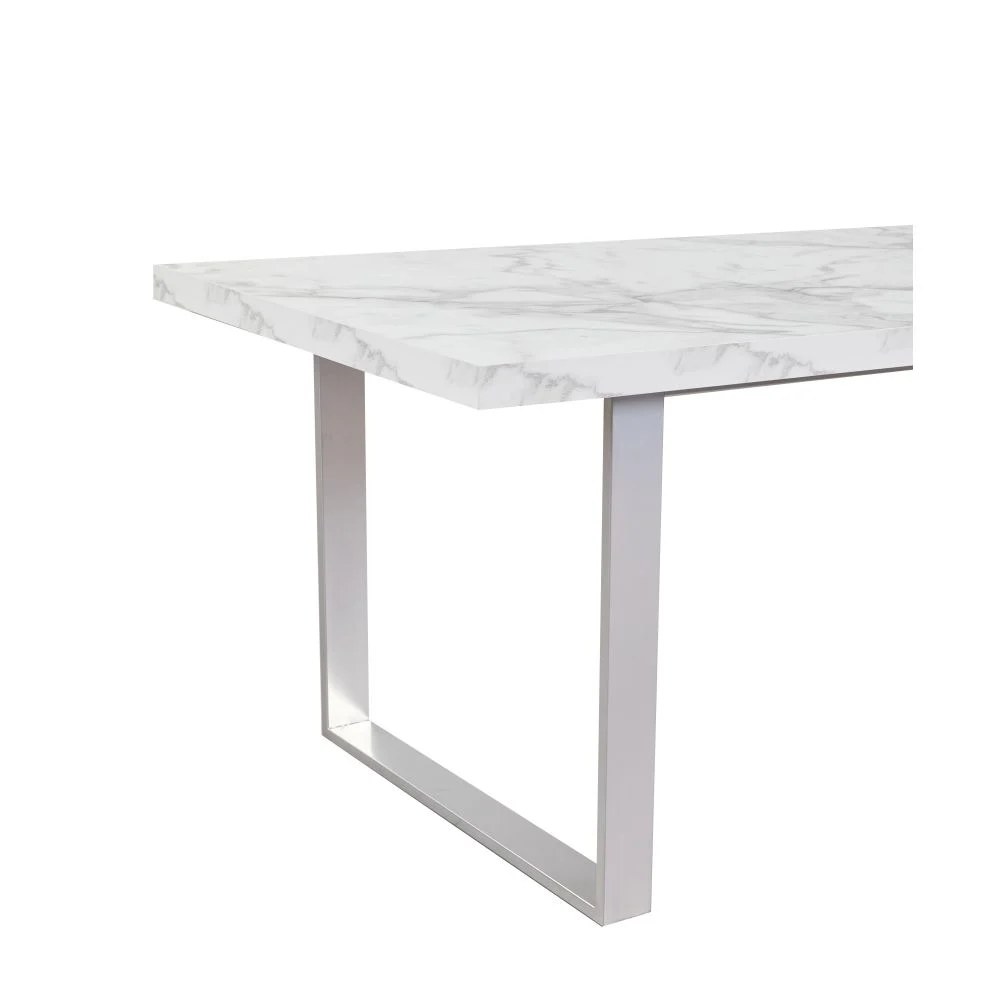 Wellington 6-Seater Modular Dining Table Top With Straight Dining Legs Set Of 2-Silver/White Marble - Image 5