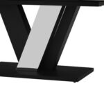 Midland 8 Seater Stone Top Dining Table-High Gloss Grey/Black