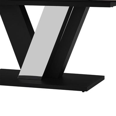Midland 8 Seater Stone Top Dining Table-High Gloss Grey/Black - Image 5