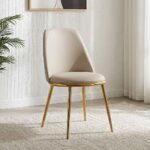 Niha Chair-Set of 2-Beige/Gold-With 2-Year Warranty