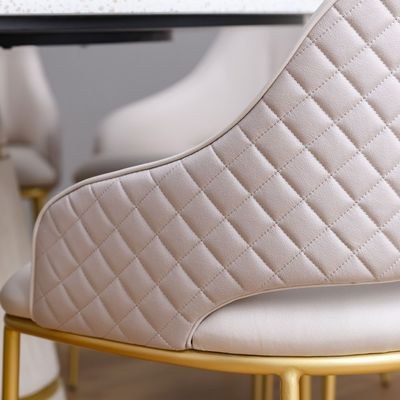 Margaret Dining Chair - Set of 2 - Beige/Gold - With 3-Year Warranty - Image 5