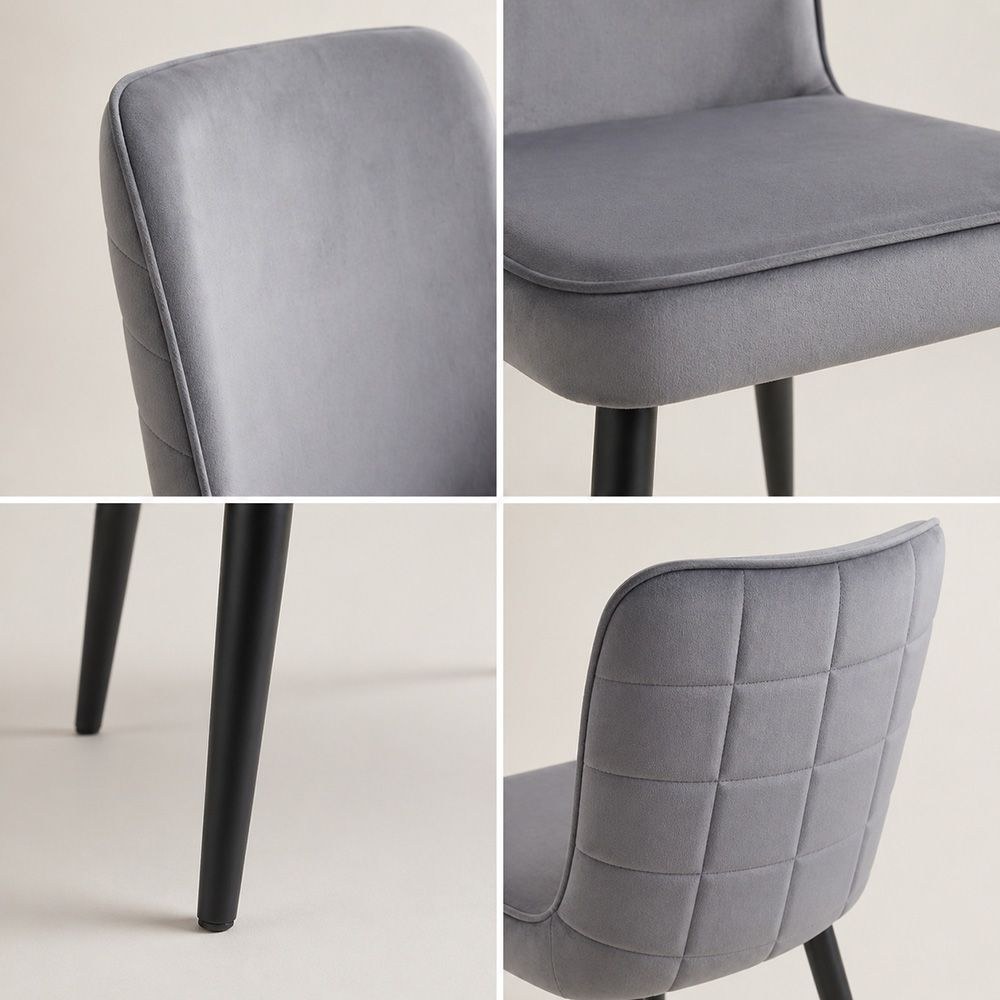 Santiago Fabric Dining Chair Set Of 2- D. Grey/Black - Image 2