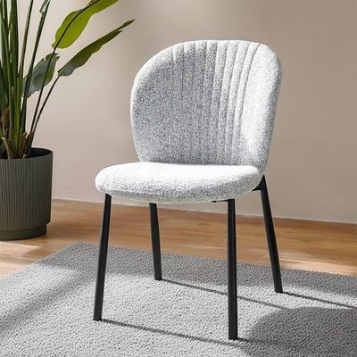 Davion Set of 2 Dining Chairs - Light Grey - With 2-Year Warranty