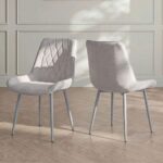 Wellington Dining Chair Set Of 2-Beige/Silver