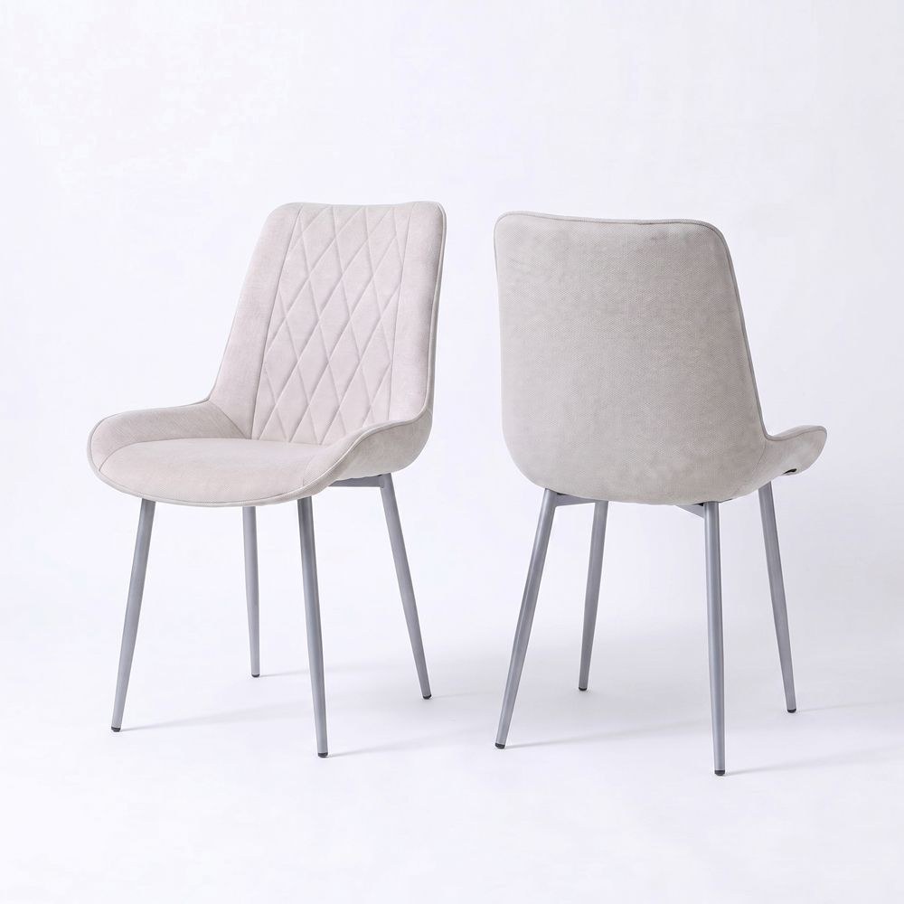 Wellington Dining Chair Set Of 2-Beige/Silver - Image 3