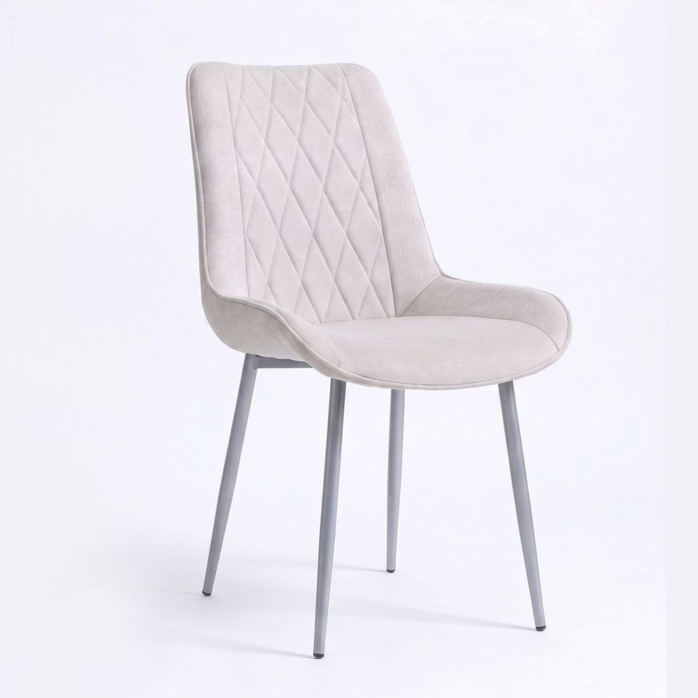 Wellington Dining Chair Set Of 2-Beige/Silver - Image 4