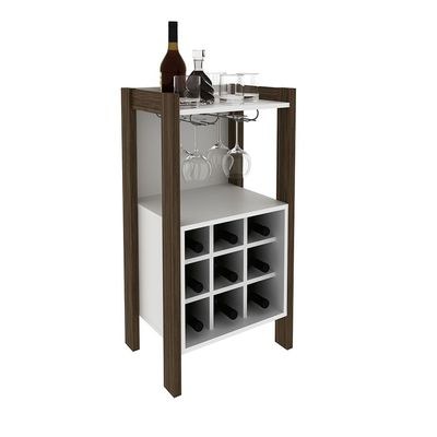 Lean Wine Cabinet-White/Walnut-With 2-Year Warranty - Image 3