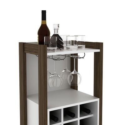 Lean Wine Cabinet-White/Walnut-With 2-Year Warranty - Image 4