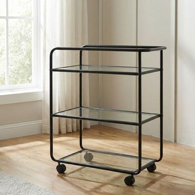 Cosimo 3-Tier Serving Trolley - Black - With 2-Year Warranty