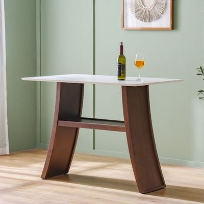 Aurelia Solid Wood Bar Counter-Walnut/Beige-With 2-Year Warranty
