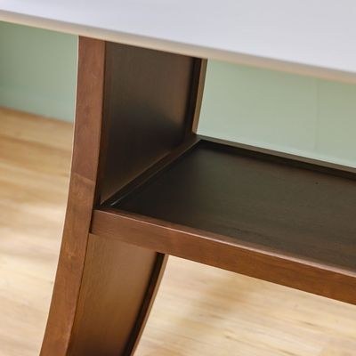 Aurelia Solid Wood Bar Counter-Walnut/Beige-With 2-Year Warranty - Image 3