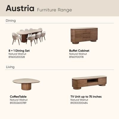 Austria Buffet Cabinet - Natural Walnut - With 2-Year Warranty - Image 4