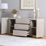 Margaret Buffet Cabinet-Beige/Terrazo/Gold-With 3-Year Warranty