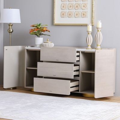 Margaret Buffet Cabinet-Beige/Terrazo/Gold-With 3-Year Warranty - Image 3