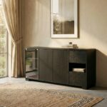 Walder Buffet Cabinet With Glass Door-Black