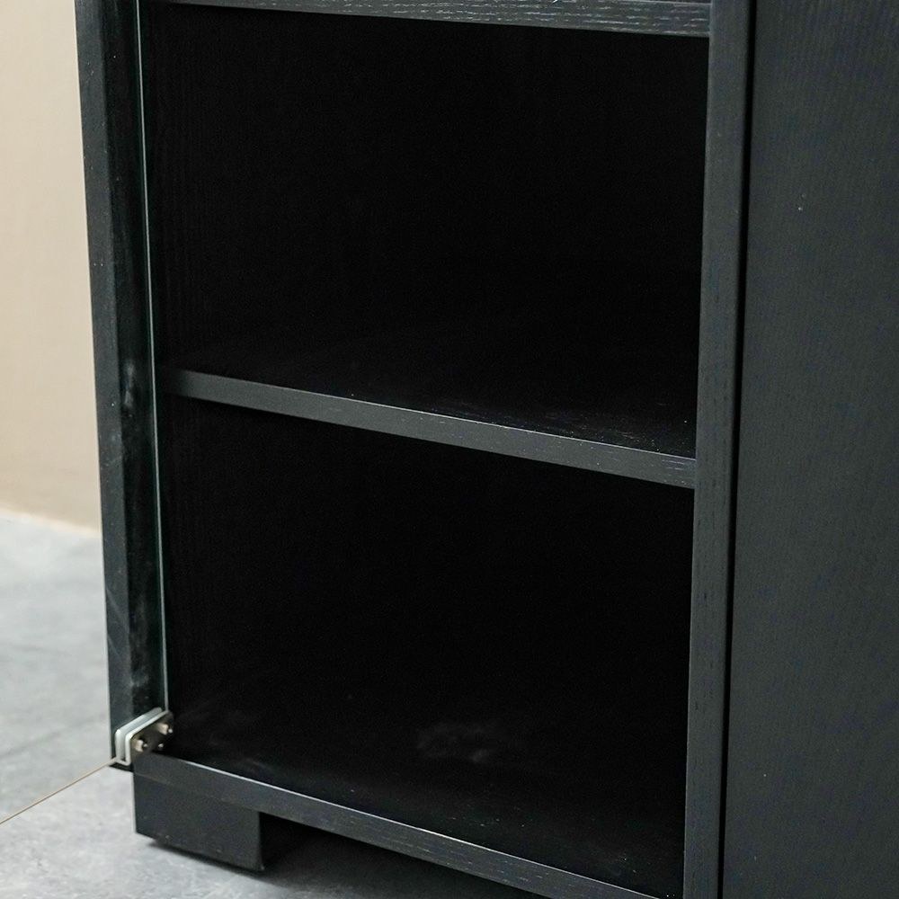 Walder Buffet Cabinet With Glass Door-Black - Image 3