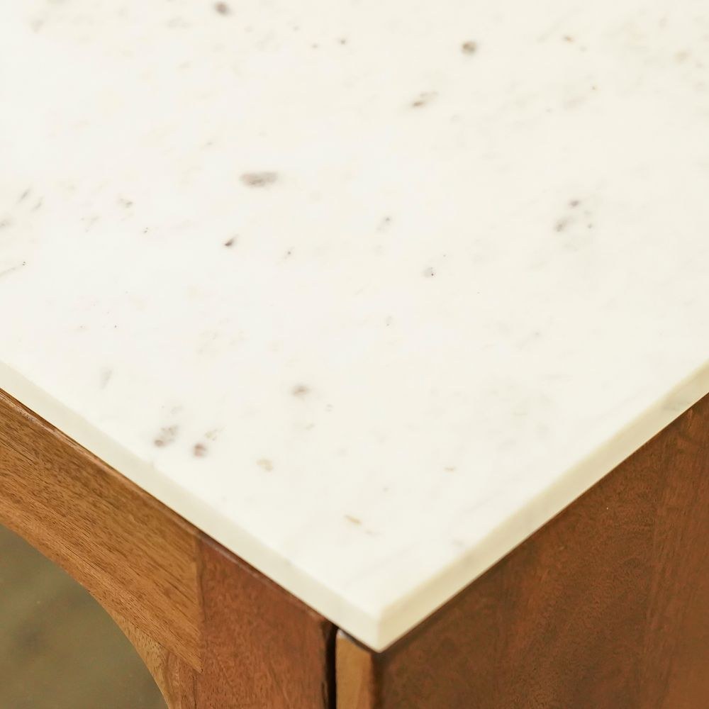 Camelle 3 Door Marble Top Buffet Cabinet - White/Brown - With 2-Year Warranty - Image 4