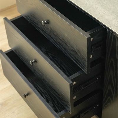 Everson Stone Top Sideboard with 2 Doors and 3 Drawers - Matt Beige/Black - With 2-Year Warranty - Image 2