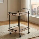 Acron Serving Trolley - Oak Grey/Black - With 2-Year Warranty